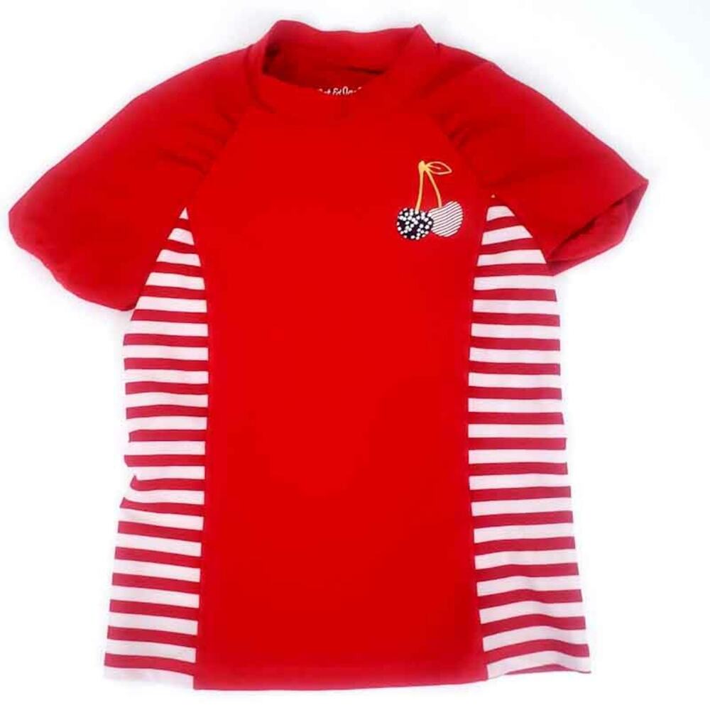 Cat & Jack Girls Rashguard Shirt Red Cherry 7/8